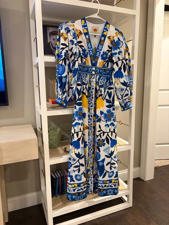 Vibrant Blue & Yellow Floral Maxi Dress - Picture 1 of 3